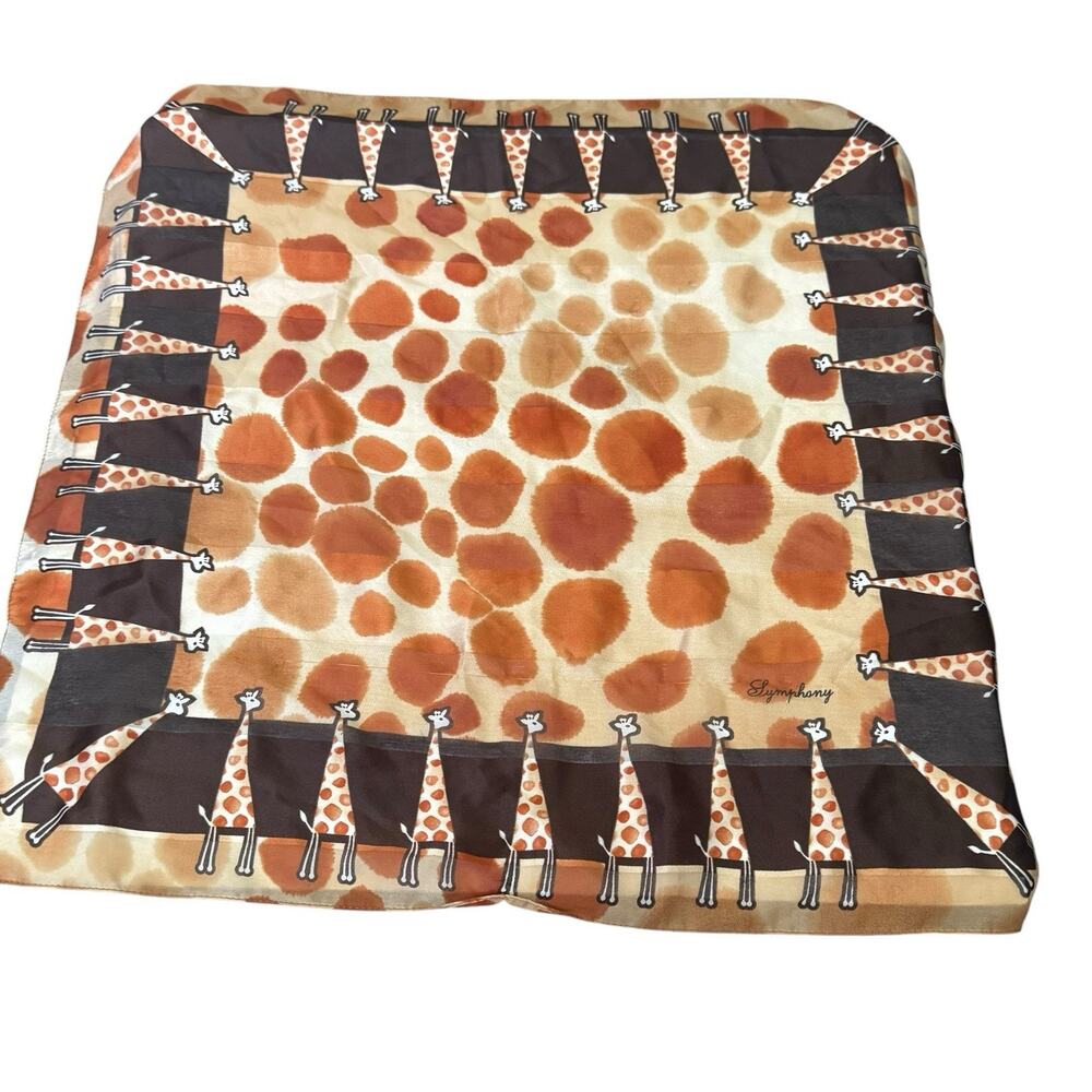 Vintage Symphony Square Scarf 20 X 20 Animal Print Giraffe Safari Fun Whimsy